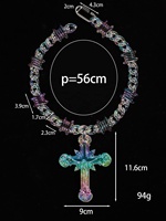 Nouveau Collier Croix Acrylique 3D, Tendance 2024, Bijou de Mode, Chaîne Iridescente Style Hip Hop Jésus à Maillons Épineux, Chaîne Laser Transparente pour Homme