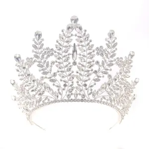 Baroque Beauty Pageant Bride Tiara Crystal Alloy Wedding Hair Accessories Crown