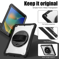 Étui pour tablette transparent robuste antichoc en TPU durable pour iPad 10.2 pouces 7e 8e 9e housse hybride robuste avec support en bandoulière