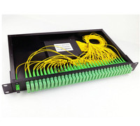 Splitter PLC Serat Optik Necero Berkualitas Tinggi SC APC 1x2-1x128 untuk Rak dengan Jaket PVC/LSZH