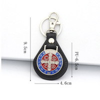 Porte-clés en cuir avec médaille catholique en gros, pendentif religieux chrétien en alliage de zinc, breloque pour clés de voiture et sac, cadeau