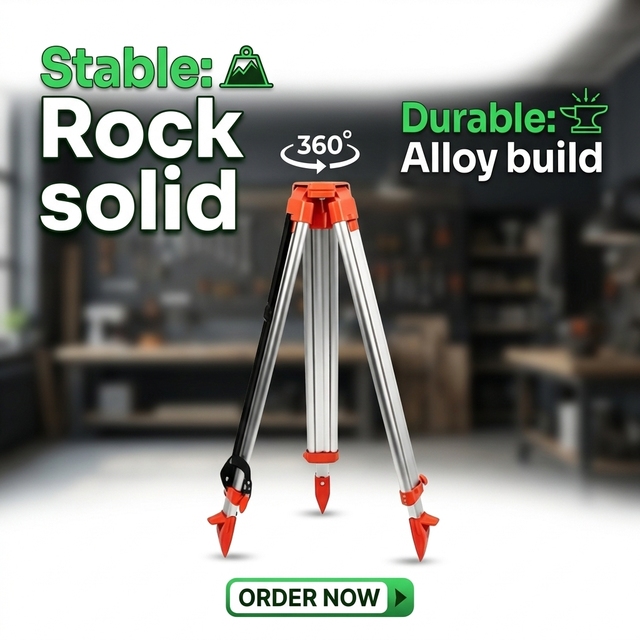 Portable Foldable Aluminum Alloy Level Survey Tripod 161cm Max Height 2.82kg for Outdoor Construction Measuring