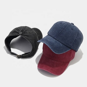 Sport di alta qualità 6 pannelli Plain Custom logo Vintage vecchio stile esterno lavato in cotone coda di cavallo cappellino da Baseball - Product Image 1