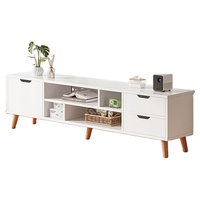 Meuble TV en Bois Massif Style Nordique Design Moderne et Simple pour Chambre, Salon, Petits Appartements avec Table Basse Assortie