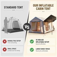 Tente de camping gonflable en coton PVC imperméable personnalisable, grand espace, ouverture rapide automatique, tente pneumatique portable, quatre saisons