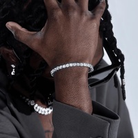 Bracelet Tennis en Argent Sterling 925 et Moissanite Plaqué Or 2mm, Style Hiphop Rock pour Hommes et Femmes, 12462 Fine Fashion