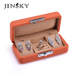 JINSKY Luxury Velvet Jewelry Case Custom Logo Wholesale Snap Closure Elegant Gift <b>Box</b> for <b>Rings</b> and Necklaces - Product Image 1