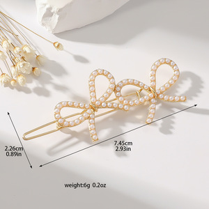 Gran oferta bonito estilo coreano brillante Rhinestone Crystal Hair Clip perla mariposa arco Duckbill Clip accesorios para el cabello para mujeres - Product Image 6