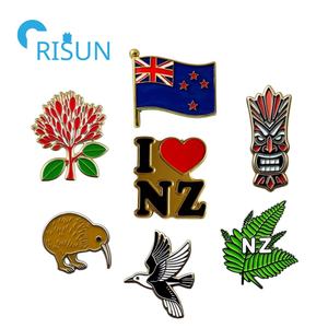 メタルニュージーランド旅行NZお土産ピンブローチニュージーランド国立地図国旗ラペルピンエンブレムカスタムニュージーランドピンバッジ - Product Image 1