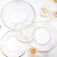 Assiettes de présentation en verre transparent pour événements festifs, décoration écologique, assiettes de mariage, couleur de bord doré, rose doré, noir, émail