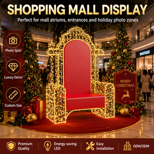 Chaise <span class=keywords><strong>de</strong></span> Père Noël LED personnalisée, décoration <span class=keywords><strong>de</strong></span> Noël, spot <span class=keywords><strong>lumineux</strong></span> pour photos, pour <span class=keywords><strong>centre</strong></span> commercial, exposition <span class=keywords><strong>de</strong></span> Noël - Product Image 1