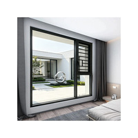 Fenêtre à battant en aluminium gris série 110, à rupture de pont thermique, double vitrage trempé, design moderne et minimaliste pour salon