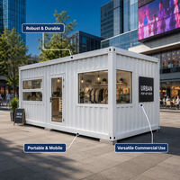 Kiosque mobile de 20 pieds à structure en acier démontable avec comptoir pour stand de marché, maisons conteneurs démontables