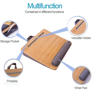 Plateau de bureau en bambou pour ordinateur <span class=keywords><strong>portable</strong></span> Table <span class=keywords><strong>portable</strong></span> avec support pour <span class=keywords><strong>tablette</strong></span> et coussin Surface de travail pour <span class=keywords><strong>canapé</strong></span> - Product Image 6