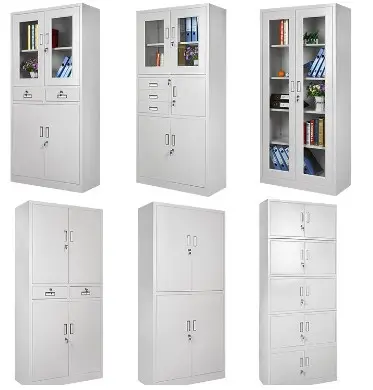 Armario de libros de doble puerta, archivador de oficina de 6 puertas, armario de archivo de acero enrollado en frío, 4 puertas