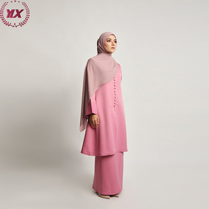 Modest Classic Kemeja Ladies Women Clothing Nice Beaded Style Elegant Front Button Peplum Suit Baju Kurung Muslim <strong>Tunic</strong> <strong>Tops</strong> - Product Image 6