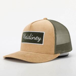 OEM Custom High Quality 5 Panel Adult Men Women Embroidery <b>Hook</b> Loop Patch Logo Mesh <b>Snap</b> Back Cap Gorras Corduroy Trucker Hat - Product Image 1