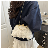 Sac de soirée 3D floral de haute qualité pour femme, fait main, avec chaîne décorative, sac à main