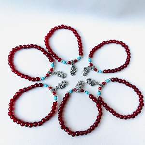 Pulsera de imitación de granate de varias capas para mujer, parejas, pulsera de tres hilos, 6 mm, fuente de venta ambulante económica, multicapa - Product Image 2