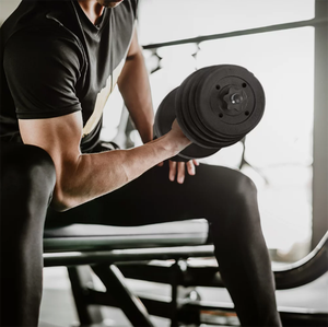 Оптовая продажа, набор гантелей 20 кг, черная цементная весовая пластина, пластиковая Резьбовая штанга, комбинированные штанги для тяжелой атлетики - Product Image 5