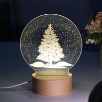 Veilleuse LED 3D USB en acrylique Mini lampe tactile sur le thème de Noël 3 couleurs Table créative bureau amour cadeau 3D Illusion veilleuse