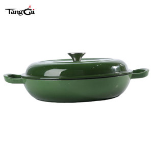 Indispensable pour la cuisine : <span class=keywords><strong>Cocotte</strong></span> <span class=keywords><strong>en</strong></span> <span class=keywords><strong>fonte</strong></span> émaillée peu profonde avec couvercle, idéale pour les cadeaux de fêtes, usage domestique et professionnel double. - Product Image 5