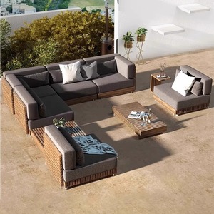 Ensemble de canapés de jardin en forme de L, structure en alliage d'aluminium, résistant à l'eau, mobilier d'extérieur pour villa et cour. - Product Image 5