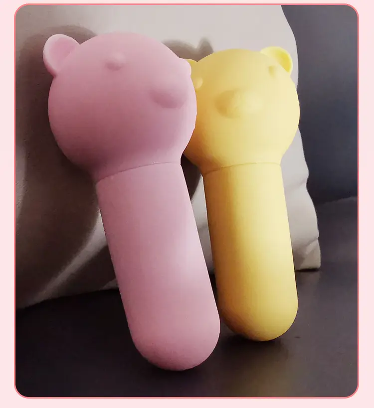 Pink Yellow Lovely Teddy Bear Shaped Vibrating Adult Sex Couples Toy Vibrator for Female