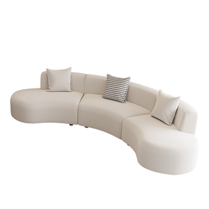 Canapé lune <span class=keywords><strong>de</strong></span> style crème chinois moderne, ensemble sectionnel en tissu luxueux rembourré en forme d'arc pour petits appartements, hôtel, salon - Product Image 1