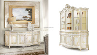 Ensemble de table et chaises de salle à manger rectangulaires en style baroque royal victorien français, blanc et doré, meubles traditionnels pour villa