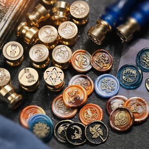 Mini tampon à cire à cacheter en cuivre, rond de 1,5 cm, pour la décoration de journaux, respectueux de l'environnement - Product Image 1