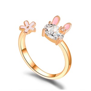 Anillo ajustable con diseño <span class=keywords><strong>de</strong></span> <span class=keywords><strong>conejo</strong></span> y flores para mujer y niña, sortija <span class=keywords><strong>de</strong></span> Pascuas con diseño <span class=keywords><strong>de</strong></span> flores <span class=keywords><strong>de</strong></span> estilo Kawaii, a la moda, <span class=keywords><strong>2022</strong></span> - Product Image 1