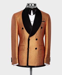 Ensemble de blazer slim fit en <span class=keywords><strong>velours</strong></span> <span class=keywords><strong>marron</strong></span> à double boutonnage pour hommes, mariage et affaires, vente en gros en usine de costumes de bureau - Product Image 1