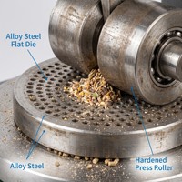 Conception compacte, utilisation simple, moulin à granulés d'aliments portatif à entraînement électrique, type D, à matrice plate, pour petite ferme, maïs, céréales et volailles