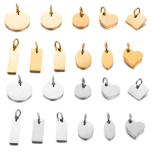 Pendentifs vierges polis miroir |   Étiquettes rondes, ovales et rectangulaires en acier inoxydable plaqué or PVD pour la fabrication de bijoux DIY - Product Image 1