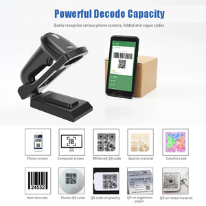 Lecteur de <span class=keywords><strong>code</strong></span> QR sans fil Bluetooth 3 en 1 de haute qualité Scanner de codes à barres 2D mains libres avec support de charge - Product Image 3