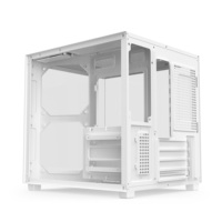 Boîtier PC Gaming Micro ATX Panoramique AntarcChill Mini avec Panneaux Latéraux en Verre Trempé, Châssis d'Ordinateur de Bureau Supportant 7 Ventilateurs, Blanc