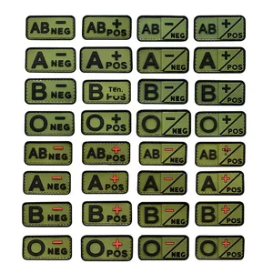 ป้ายแขนเรืองแสง PVC แสดงหมู่เลือด A+ <span class=keywords><strong>B</strong></span>+ AB+ <span class=keywords><strong>O</strong></span>+ สำหรับติดเสื้อผ้า รูปทรงสี่เหลี่ยมผืนผ้า ทำจากยางนิ่ม - Product Image 2
