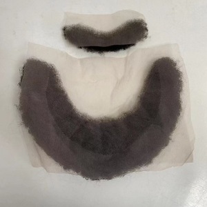 Protesi per <span class=keywords><strong>barba</strong></span> intera in capelli umani Remy europei, 100% veri, annodati a mano, in pizzo, 7x22 cm, <span class=keywords><strong>taglia</strong></span> grande - Product Image 4