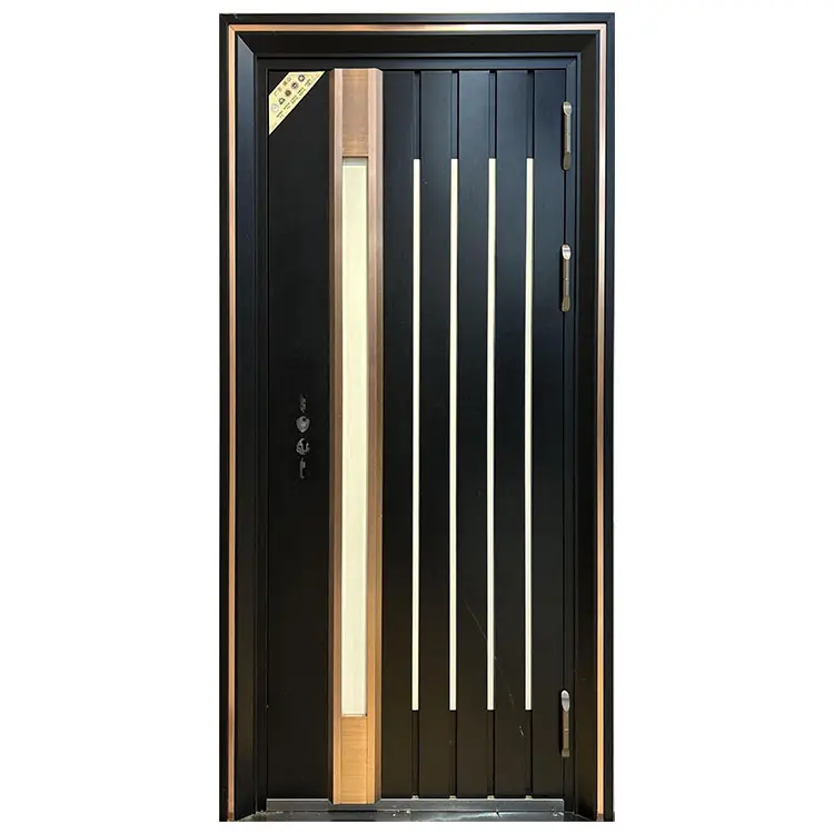 Pintu baja tahan karat desain berkualitas tinggi untuk eksterior rumah logam pintu masuk depan utama anti-maling