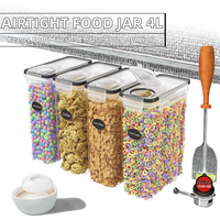 Vente flash : Contenant de stockage hermétique pour aliments secs et céréales, 4 L (135,2 oz), en PP, avec couvercle rabattable, organisateur de cuisine, sans BPA, bocaux à nourriture