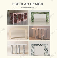 Table console en travertin beige, étroite, moderne, décoration d'hôtel, villa, table d'entrée en travertin, meuble de salon