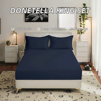 Ensemble de draps ajustés pour lit king size 3 pièces (1 drap ajusté + 2 taies d'oreiller) poche profonde de 35 cm, design uni, 1800 fils au pouce carré