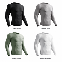 T-shirt de compression sans coutures à manches longues, séchage rapide, respirant, extensible dans les 4 sens, pour la gym, la course, l'entraînement, sous-vêtement technique pour homme, soutien musculaire