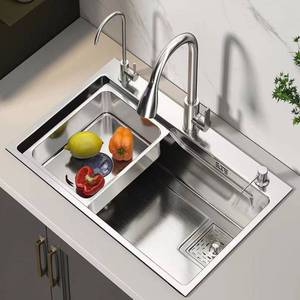 Nouvelle Évier de Cuisine Double en Acier Inoxydable 2026, Rectangulaire, à Encastrer, Surface Brossée, Facile à Nettoyer - Product Image 1