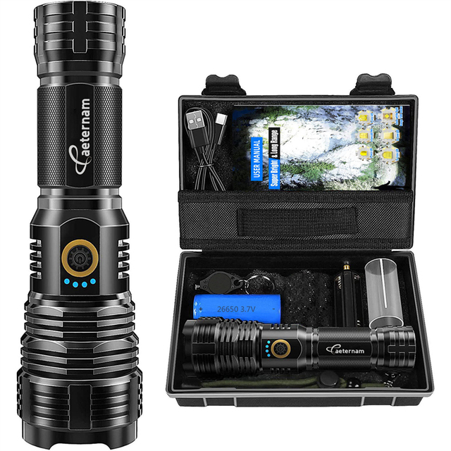 Hot Sale Custom Hot P70.2 LED Powerful 20000 Lumens 500m Long Range Rechargeable Zoomable Tactical Torch Light Led Flashlight