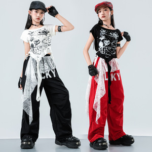 Costume de danse jazz pour enfants, robes en soie/coton pour filles, style tendance <span class=keywords><strong>et</strong></span> cool, défilé de mode pour enfants, groupe de filles jazz - Product Image 3