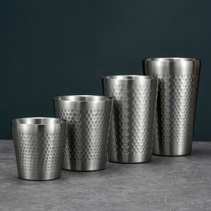 Tasse en acier inoxydable à motif de <span class=keywords><strong>marteau</strong></span> à double couche simple et à la mode, tasse à main - Product Image 4