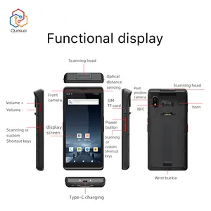 Android 12.0 1D 2D QR Máy quét mã vạch hàng tồn kho 4 gam không dây NFC di động thu thập dữ liệu thiết bị đầu cuối gồ ghề cầm tay PDA