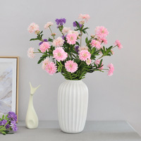 Chrysanthème Artificiel à Longue Tige, Fleurs Artificielles 9 Têtes, Coque de Gallo Blanc 80CM, Soie Plastique, Décoration Maison Mariage